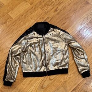 Blank NYC Gold and Black Bomber Jacket
